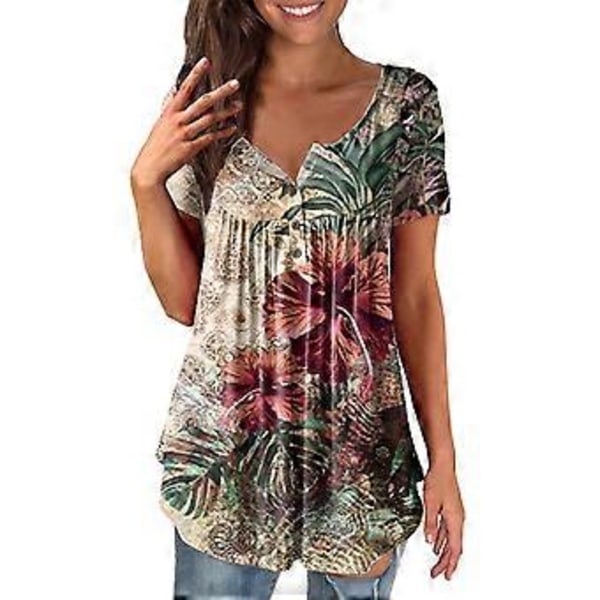 Dame T-shirt Sommer Bluser Kortærmet T-shirts Til Daglig Brug Om Sommeren (L)