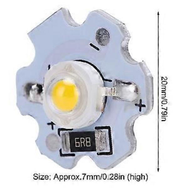 25 stk. 5V LED Chips 200LM 1W Højeffekt LED Lampeperler til DIY Belysningsarmaturer Varm Hvid 3000-3200K