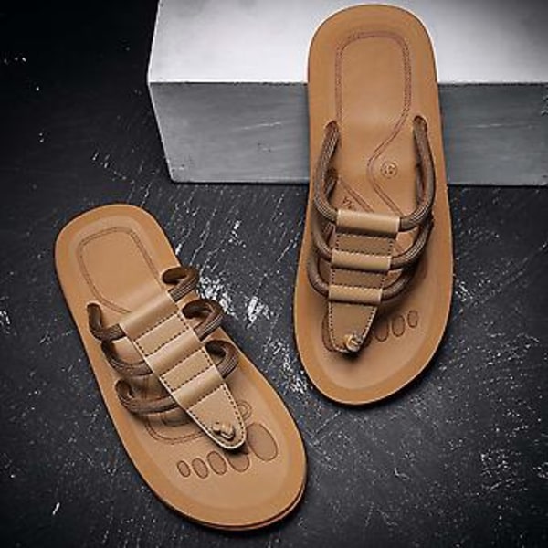Casual Clip-toe Tofflor för Män Bekväma Halkfria Utomhusskor för Vandring (39 Kaki)