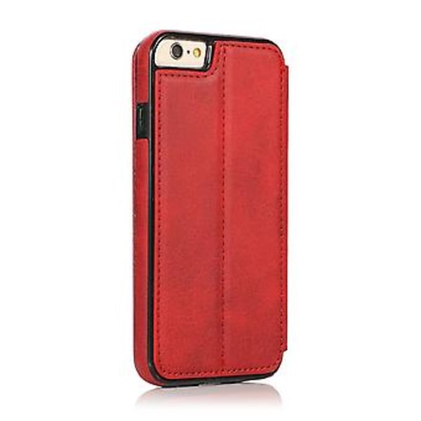 PU Læder Etui Folio Til Iphone 6p/6sp, Business Stil, Pengepung Funktion, Fald Beskyttelse, Stativ Funktion, Holdbar (Rød)