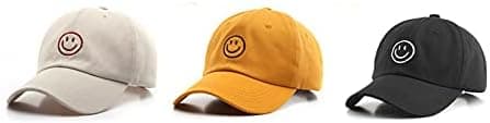 Baseball Cap Dame Herre Bomull med Brodert Smiley Fjes, Hat Wo