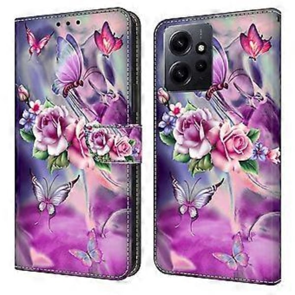 Flipfodral i PU-läder för Xiaomi Redmi Note 12 4G med 3D-mönstertryck, plånboksfunktion och stativ (Stil F)