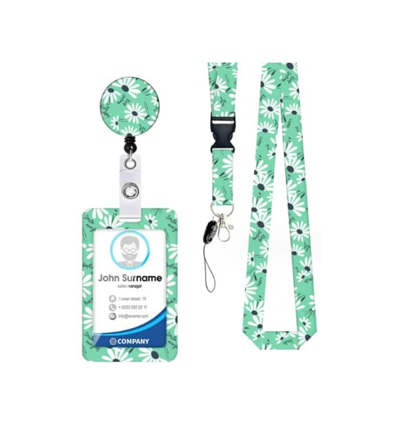 1PC gul blomst slips nakke badgeholder blomst plastboks med