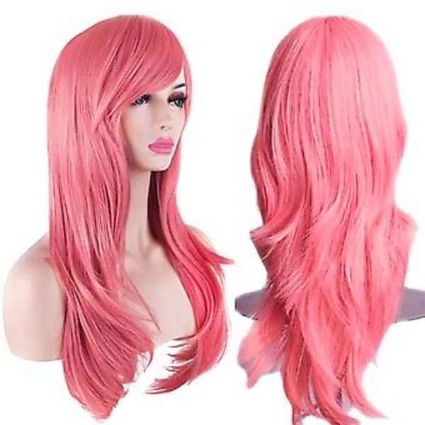 JUSCH 28\" 70cm Modeperuk Lång Vågig Lockigt Hår Cosplay Peruk & Perukhuva (Rosa),WZ-1285R