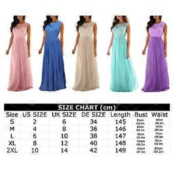 Stort Prisfald Ny Dame Blonde Elegant Bryllups Aftenkjole, Lang Afslappet Blondekjole, Brudepigekjoler, S-XXL(S Beige)
