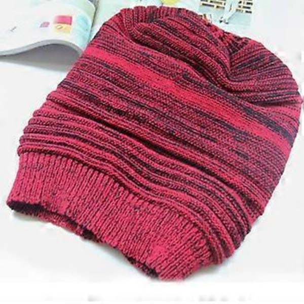Dame og Herre Strikket Uldne Huer Vinter Løse Overdimensionerede Slouch Beanie Cap (Rød)