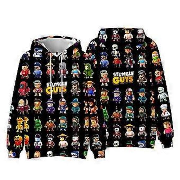 Stumble Guys Tryckta Hoodies Barnens Tröja Hösttröja Långärmad Huvad Toppar (7-8 År B)