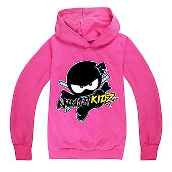 Barn Ninja Kidz Genser med hette for jenter og gutter (7-14 år, 9-10 år, rosarød)