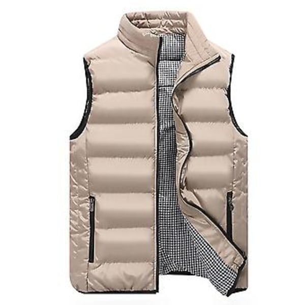 Fianao Plus Size Miesten Talvi Liivin, Hihaton Ruudullinen Vuori, Lyhyt Lämmin Alasinliivi (M Khaki)