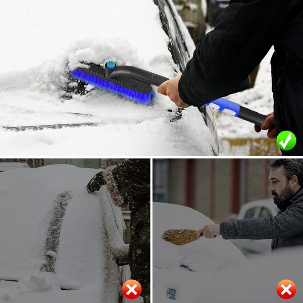 Blå 4-i-1 snöskrapa med expanderbar vindruta snöborste