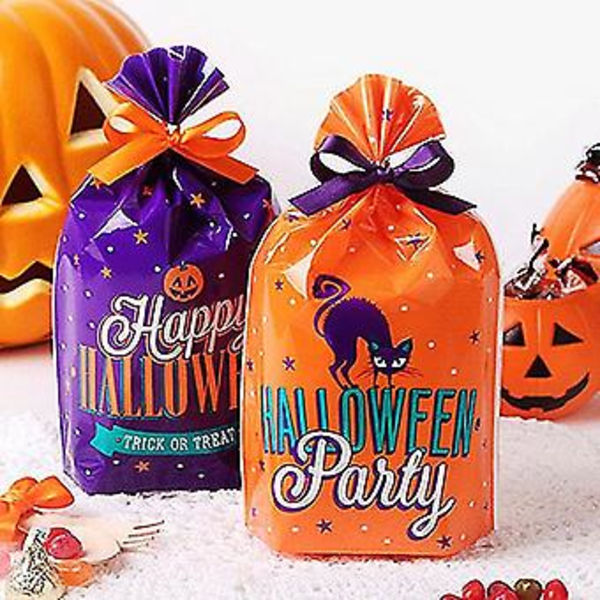 50 kpl Halloween-karkkipusseja Keksejä Lahjapussi Halloween-juhlan Koristelu Karkkipurkkeja Violetti