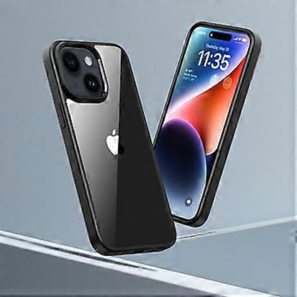 Transparent PC-baksida + TPU-ram Skyddande mobilskal för iPhone 15 Plus (Stil A)