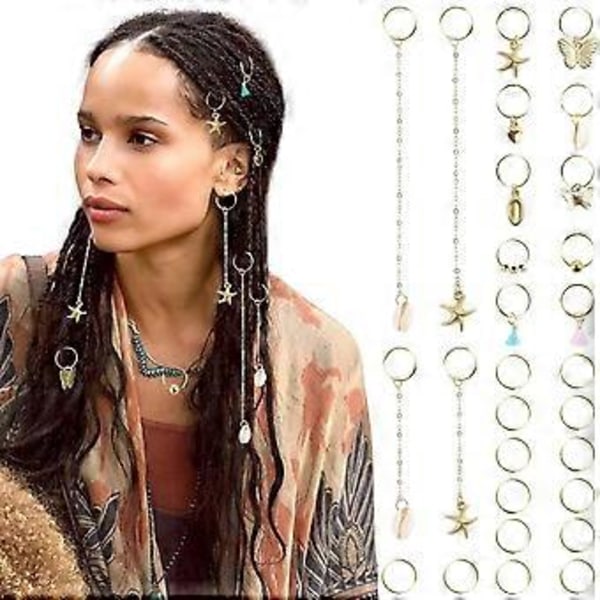 28 st Hårfläta Berlocker Lättanvända Tillbehör Hår Manschetter Dreadlock Tillbehör Legering Textur för Mode Kvinnor