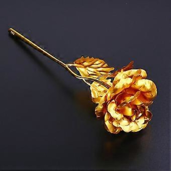 Gyldenfarvet Folie Kunstig Rose Blomst Lang Stil Valentinsdag Gave til Elskende Qinhai (Guld)