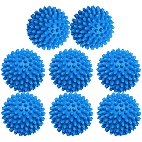 8 delar blå torrboll - icke-giftig återanvändbar torrboll; Cirka 2,7"