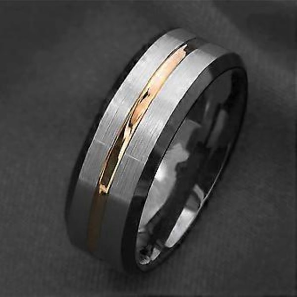 Mote Menn Matt Stripe Titanstål Band Ring Bryllupsfest Smykker Gave (US 10)