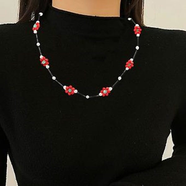 Bohemsk Krysantemum Blomster Choker Fargerikt Perlekjede for Kvinner Jente (Stil 14)