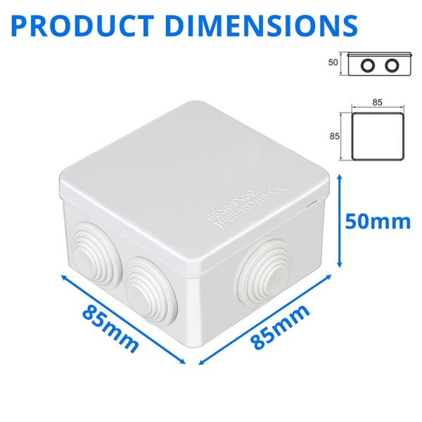 2x IP55 vedenpitävä liitäntälaatikko, IP55 pöly- ja vedenpitävä El