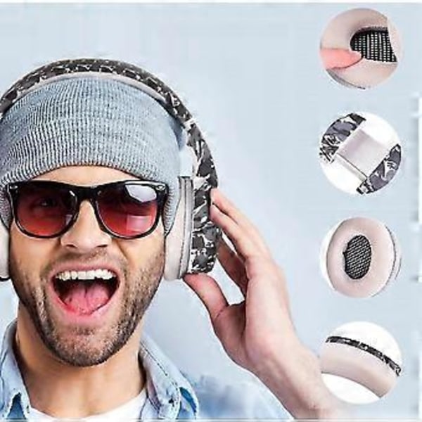 Kablet gaming headset med mikrofon kompatibel med PC PS4 Switch Xbox One (Kamuflasje)