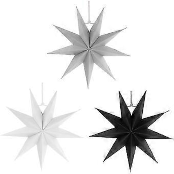 Sammenleggbare stjerner 3 stk, diameter 60 cm, 9-punkts lukket overflate