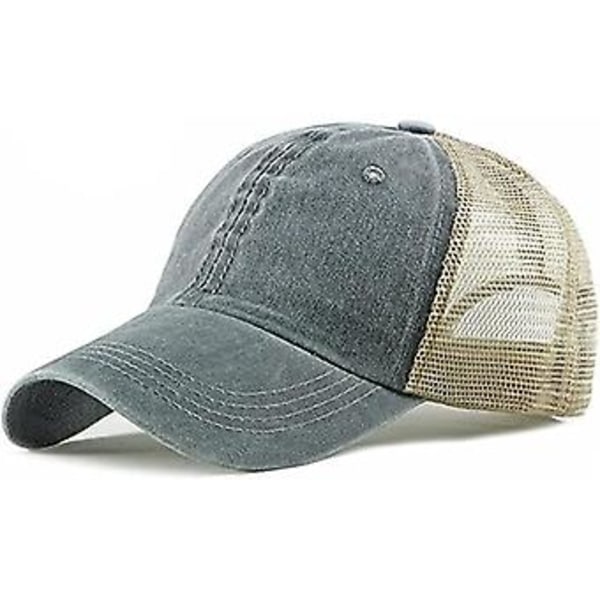 Mænds Justerbar Mesh Bagklap Buet Knaphætte Mesh Baseball Cap Retro Vasket Trucker Hat Åndbar Skygge