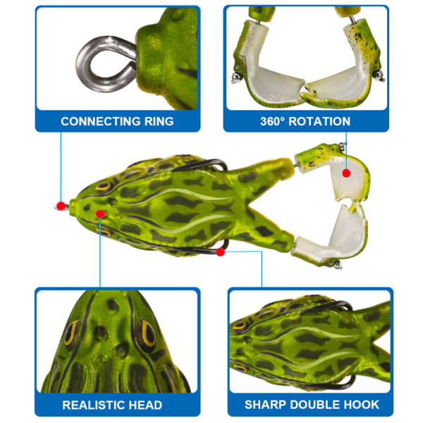 Grodlure, 2 st grodfiske (B), fiskedrag, 8,5 cm dubbel F
