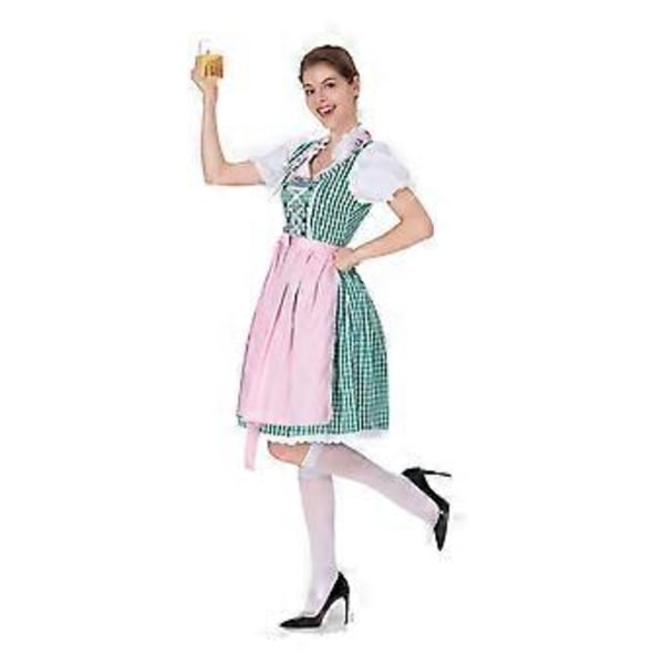 Naisten Oktoberfest-asu Saksalainen Dirndl-mekko Baijerilainen Karnevaalijuhla-asu (M Vihreä)