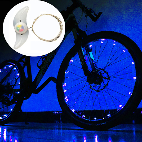 Blå LED-cykelhjulsljus i ett stycke ger ljusstyrka och synlighet