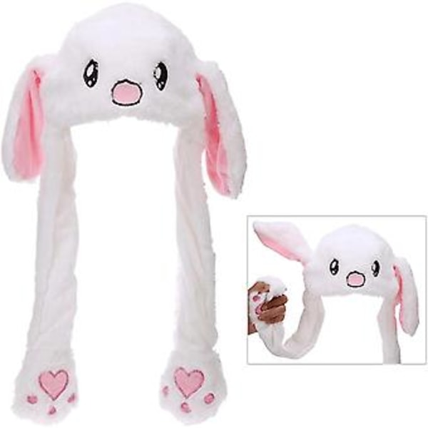 Naisten ja tyttöjen pupuhattu liikkuvilla korvilla, hauska ja hyppivä pehmoinen bunny-hattu cosplay- ja joulujuhliin, lomahattulahjat ( )