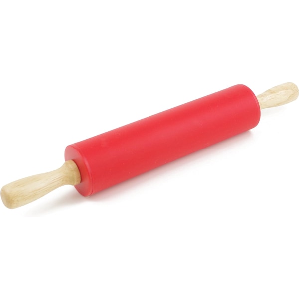 Rolling Pin-Red silikoninen kaulin tarttumaton viimeistely puinen