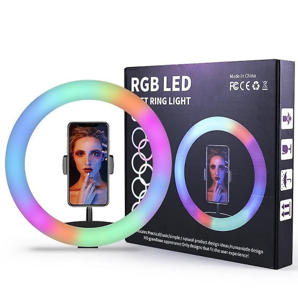 Live Streaming Lamp Desktop RGB Ring Light med stativ 360 D