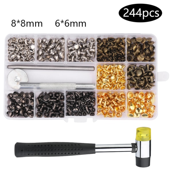 244 Pack 6mm/8mm Öglor 4 Olika Färger Med Installationsverktyg