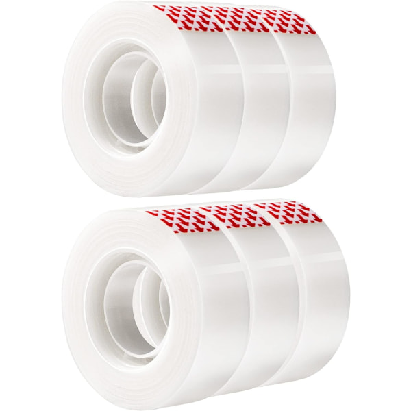 Set med 6 osynliga självhäftande tejprullar, 1,8 cm x 26 m