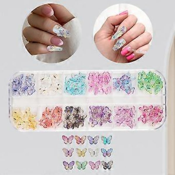Nagelkonst Strass Set Glittrande Sommar DIY Nagelkonst, Fjärils Nageldekaler Fjärils Nagelkonst Berlocker för Hem Nagelkonst (Stor fjäril)