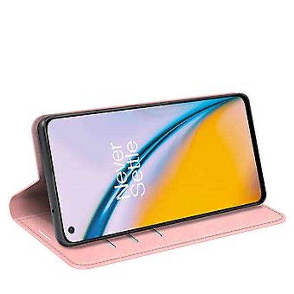 Magnetfeste lærveske til OnePlus Nord 2 5G (Rosa)