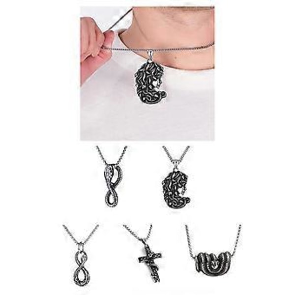 Gotisk Stil Ouroboros Orm Hängsmycke Trendigt Ormhalsband i Rostfritt Stål för Vardagsbruk (Orm runt)