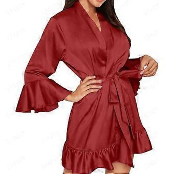 Dam Nattlinne Sexig Badrock Volangfåll Sovkläder Underkläder Flerfärgad Valfri (3XL Blå)