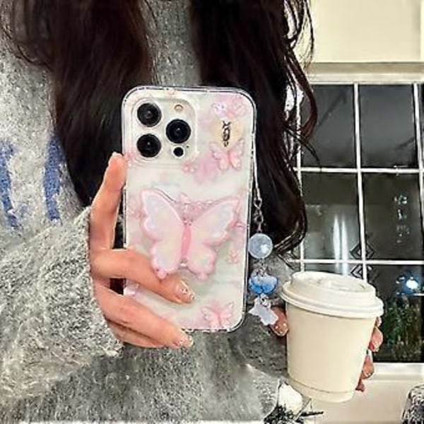 Håndlavet Perlekæde Mobilkæde Unik Blomster Telefon Charm Funktionel Nøglering Ornament Nøglering til Taske Pung Rygsæk Gul (Gul)