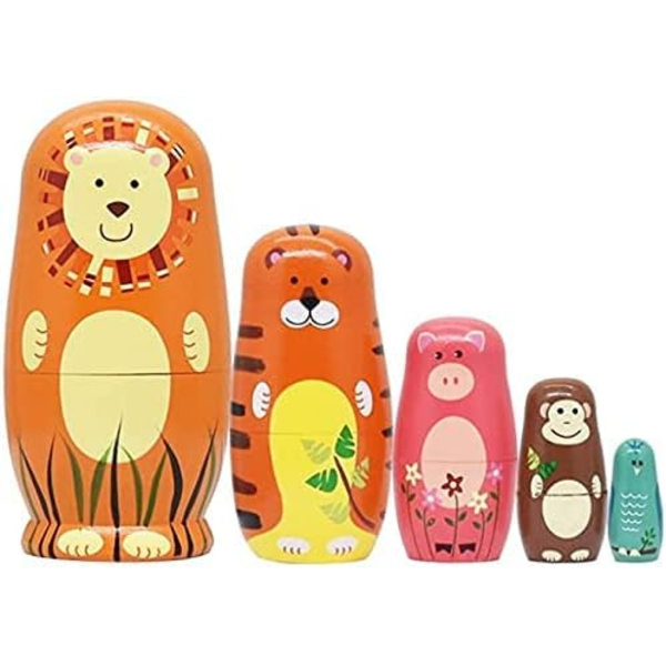 Djur Nesting Dolls för Barn för Barn Julklappar Matryoshka för