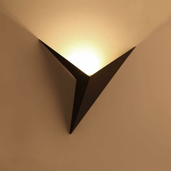 Svart LED-vägglampa, Modern Svart Triangulär Vägglampa, Effekt 3