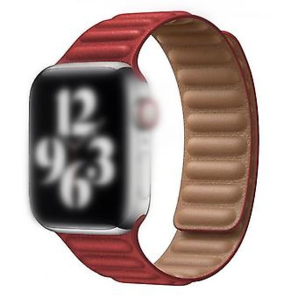 38/40/42/44mm Læder Link Urrem til iWatch Series 7 6 5 4 SE (Rød)