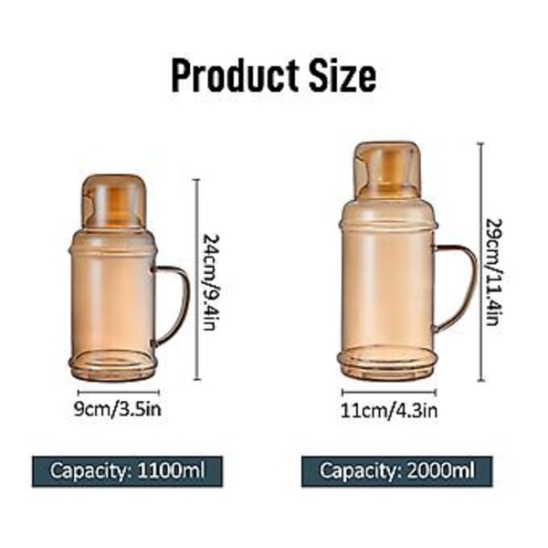 Vattenkanna med Tumbler Dricksredskap Vattenkokare Kreativ Flerfärgad Retro Stor Kapacitet Set 1100ml Glasflaska (2000ml Grön)