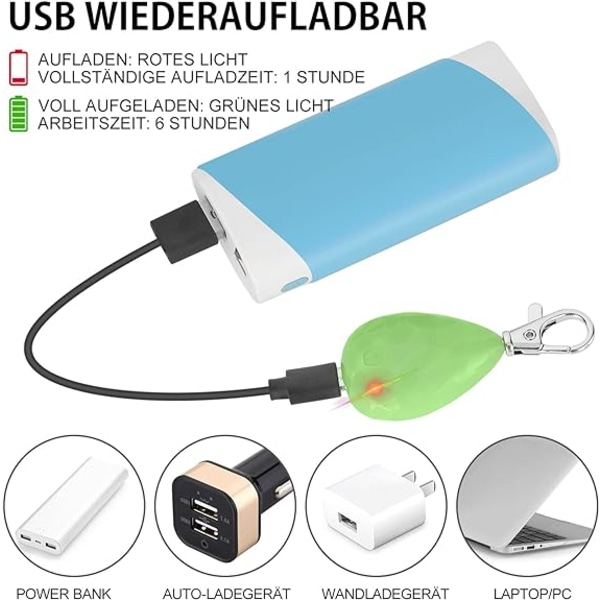 Pakke med 2 vandtætte LED-hundehalsbånd med USB-genopladelig (grøn + blå), til gåture om natten, Attac