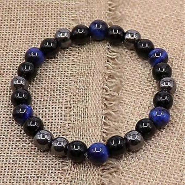 Tigerbeskyttelsesarmbånd, Svart Hematitt og Obsidianperler stil 1 (stil 3)