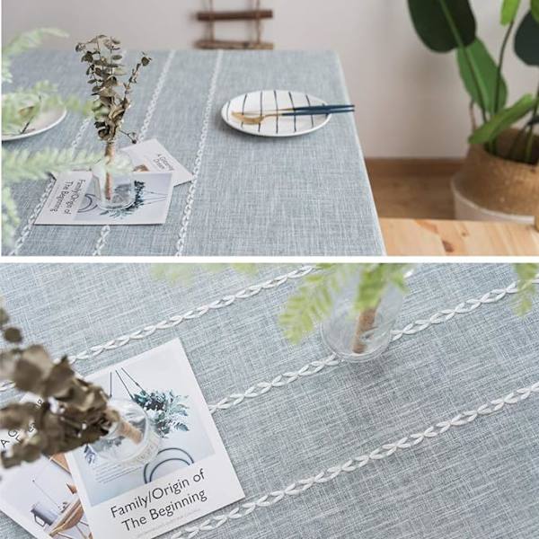 Blå Dream Nappe carrée Nappe en coton avec pompons (gris fashi