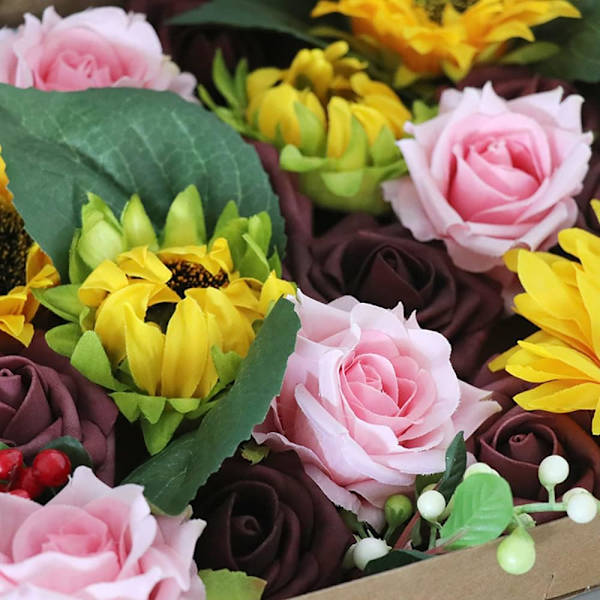 (Rosa solros) Konstgjorda blommor Falska bröllopsblommor Kombin