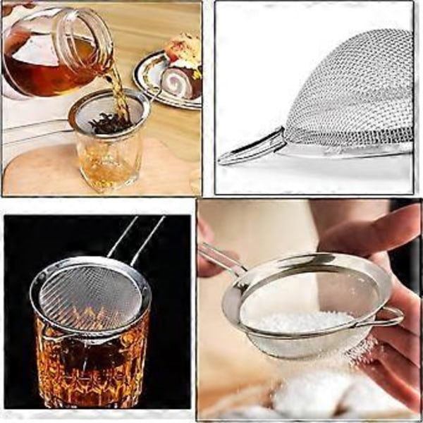 8 cm Mini Kaffesi med Rustfrit Stål, Rund Cocktail Si