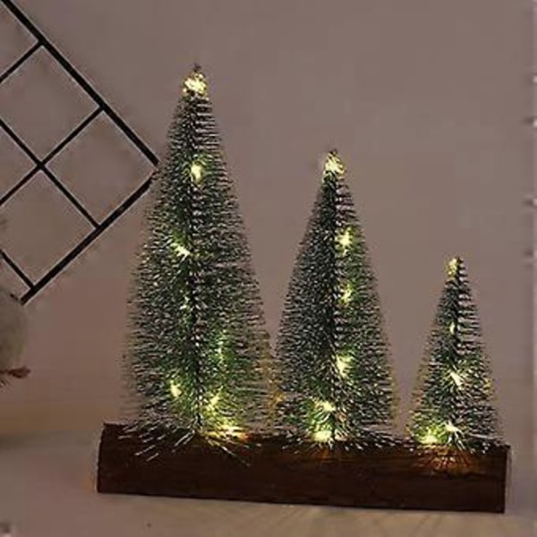 Mini LED-belyst julgran för skrivbord, dekoration för hemmet, julfest, present, ornament, varmt ljus