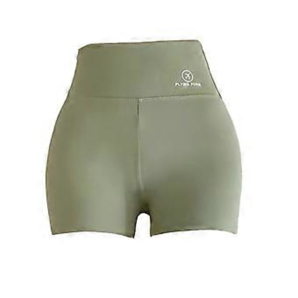 Bekväma Biker Shorts för Kvinnor med Fickor Högmidjade Yogabyxor Nya (L Grön)