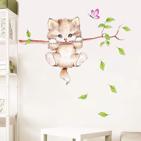 children's wall stickers CUTE CAT forest animal stickers Tree bra